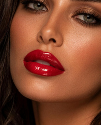 VOXE BEAUTY brand story mobile — crimson lips portrait